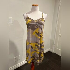 INC NWT Size L Camo Print MINI Spaghetti Dress